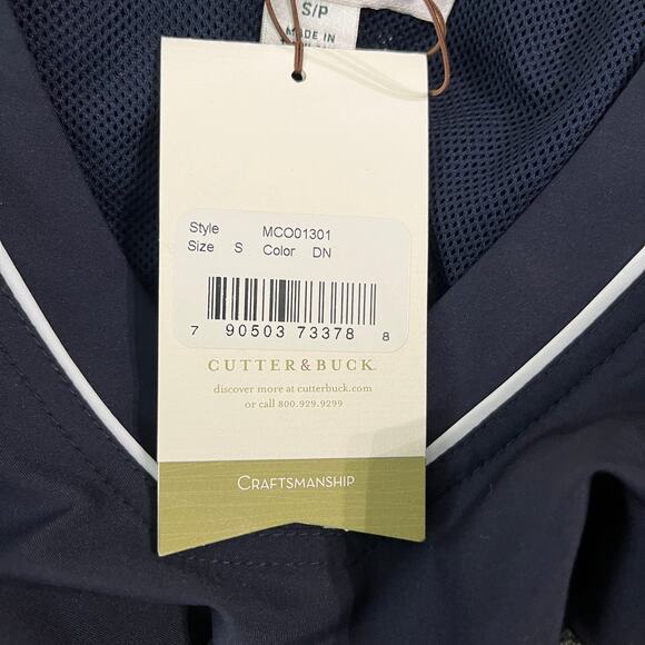 Cutter & Buck Golf Jacket Mens S Navy Blue Windbreaker Short Sleeve‎ V-Neck NEW - Picture 7 of 10